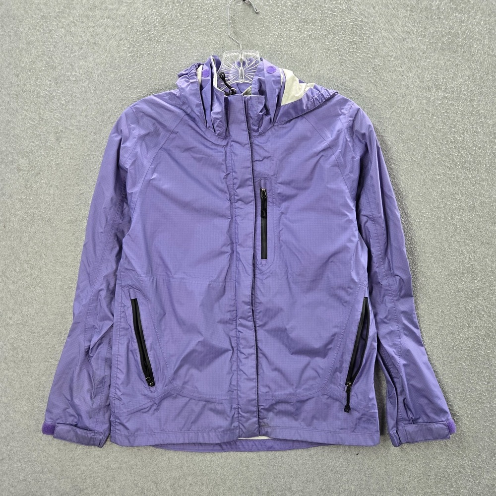 REI Girls Jacket Large Purple Hooded Full Zip Windbreaker‎ Zippered Pockets